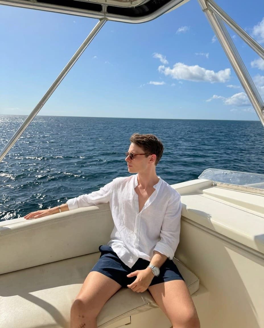 A polished dating photo of the same man